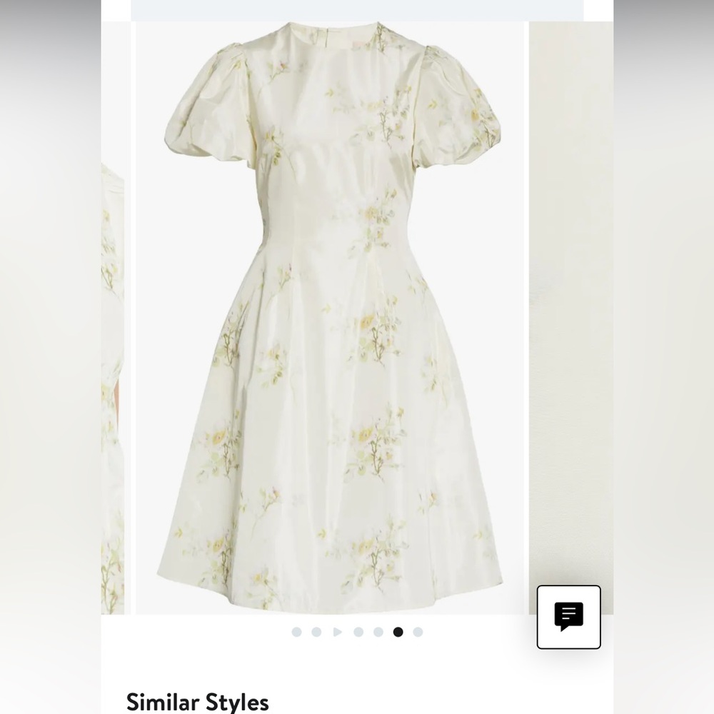 Brock Collection Floral Print Taffeta Puff-Sleeve Dress
